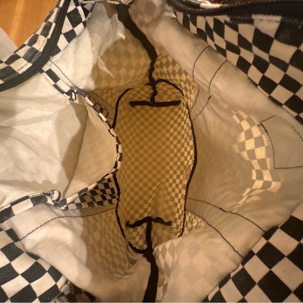 Vans Off The Wall Checkered Zip Tote Bag - Black and White Double Handles Skater - Picture 8 of 11